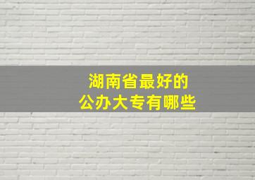 湖南省最好的公办大专有哪些