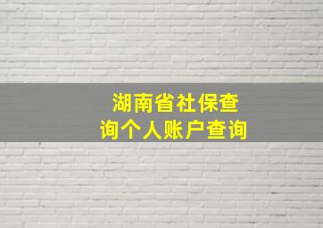 湖南省社保查询个人账户查询