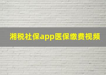 湘税社保app医保缴费视频