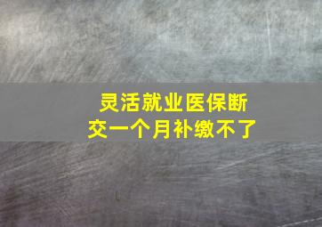 灵活就业医保断交一个月补缴不了