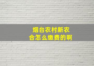 烟台农村新农合怎么缴费的啊