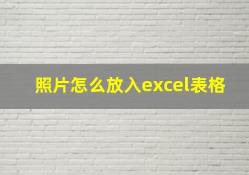 照片怎么放入excel表格