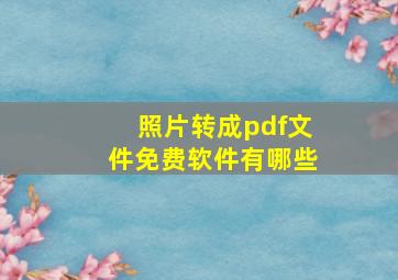 照片转成pdf文件免费软件有哪些