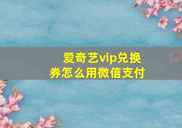 爱奇艺vip兑换券怎么用微信支付