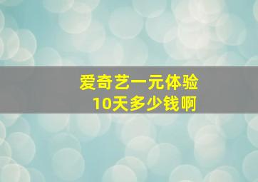 爱奇艺一元体验10天多少钱啊