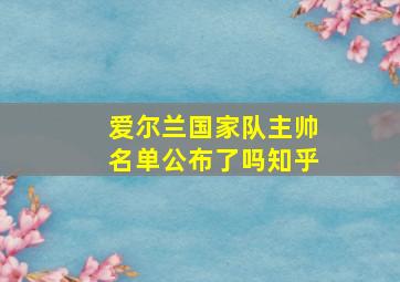 爱尔兰国家队主帅名单公布了吗知乎