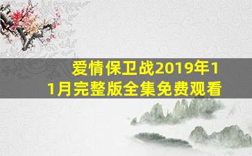 爱情保卫战2019年11月完整版全集免费观看