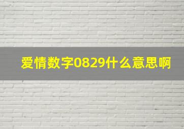 爱情数字0829什么意思啊