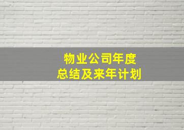 物业公司年度总结及来年计划