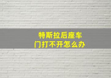 特斯拉后座车门打不开怎么办