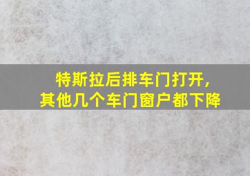 特斯拉后排车门打开,其他几个车门窗户都下降