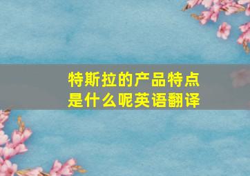 特斯拉的产品特点是什么呢英语翻译