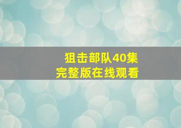 狙击部队40集完整版在线观看