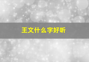 王文什么字好听