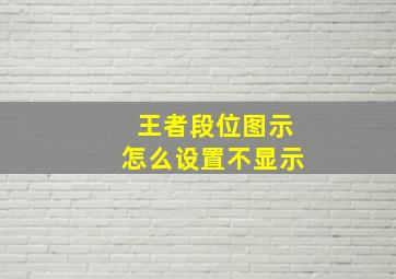 王者段位图示怎么设置不显示