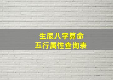 生辰八字算命五行属性查询表