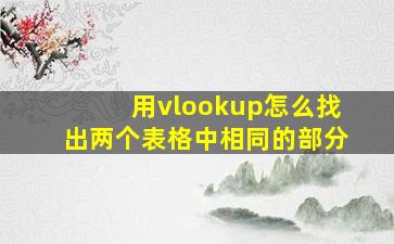 用vlookup怎么找出两个表格中相同的部分