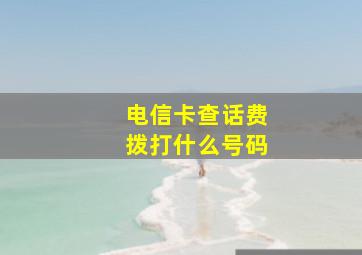 电信卡查话费拨打什么号码