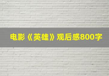 电影《英雄》观后感800字