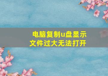 电脑复制u盘显示文件过大无法打开