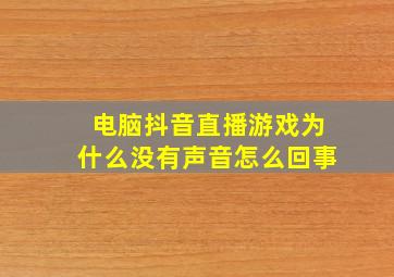 电脑抖音直播游戏为什么没有声音怎么回事