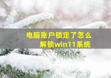 电脑账户锁定了怎么解锁win11系统