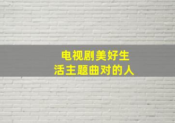 电视剧美好生活主题曲对的人