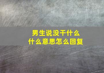 男生说没干什么什么意思怎么回复