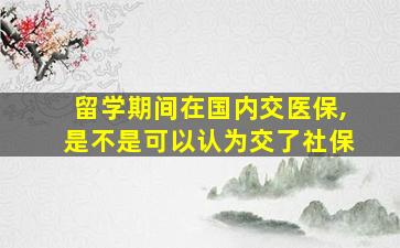 留学期间在国内交医保,是不是可以认为交了社保