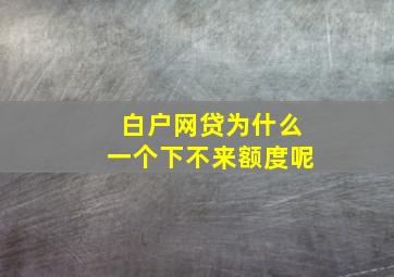 白户网贷为什么一个下不来额度呢