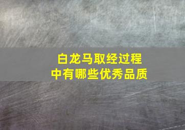 白龙马取经过程中有哪些优秀品质