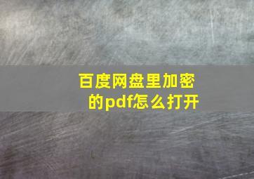 百度网盘里加密的pdf怎么打开