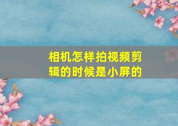 相机怎样拍视频剪辑的时候是小屏的