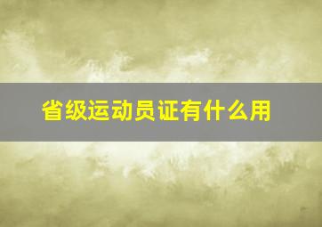 省级运动员证有什么用