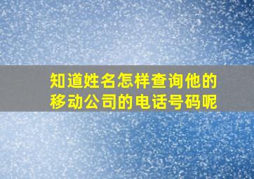 知道姓名怎样查询他的移动公司的电话号码呢