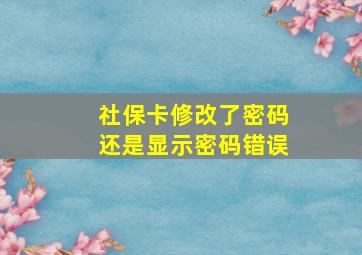 社保卡修改了密码还是显示密码错误