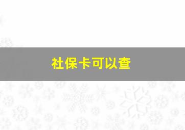 社保卡可以查