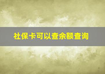 社保卡可以查余额查询