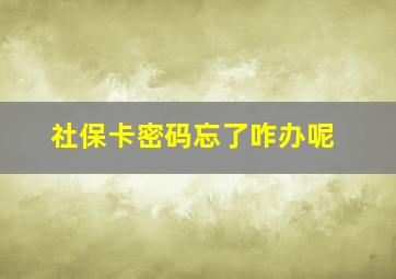 社保卡密码忘了咋办呢