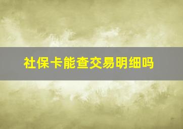 社保卡能查交易明细吗