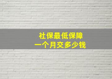 社保最低保障一个月交多少钱