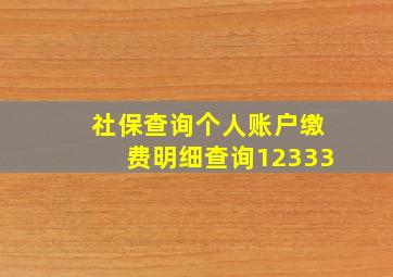 社保查询个人账户缴费明细查询12333