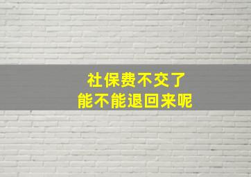 社保费不交了能不能退回来呢