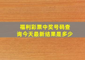 福利彩票中奖号码查询今天最新结果是多少