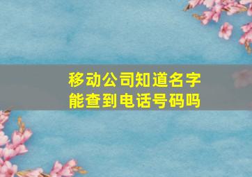 移动公司知道名字能查到电话号码吗