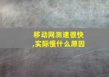 移动网测速很快,实际慢什么原因