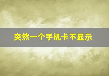 突然一个手机卡不显示