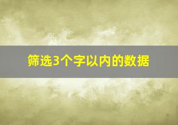 筛选3个字以内的数据