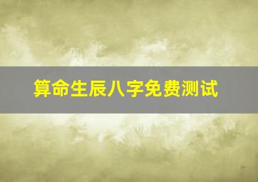 算命生辰八字免费测试