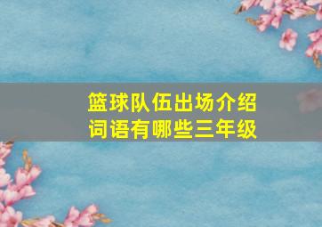 篮球队伍出场介绍词语有哪些三年级